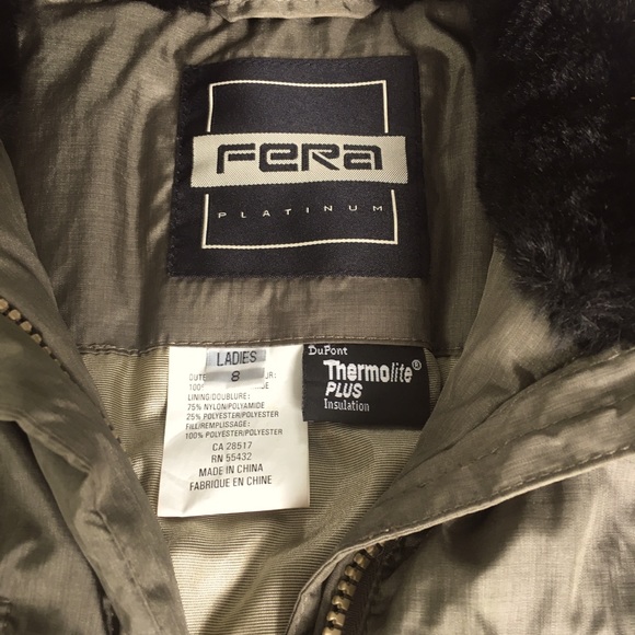 Y2k EUC Fera platinum bronze metallic Thermolite ski jacket with black faux fur - Picture 3 of 9